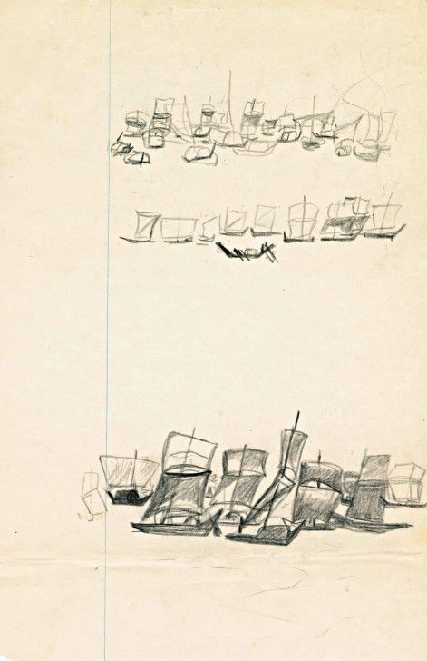 Louis Kahn Dhaka River Boats Sketch