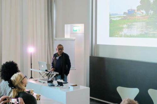 Bashirul Haq speaking at Swiss Architecture Museum in Basel at Bengal Stream Exhibition event