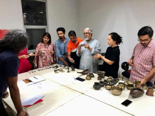 Chandra Shekhar Saha with participants at the workshop Building Is Crafting-2019