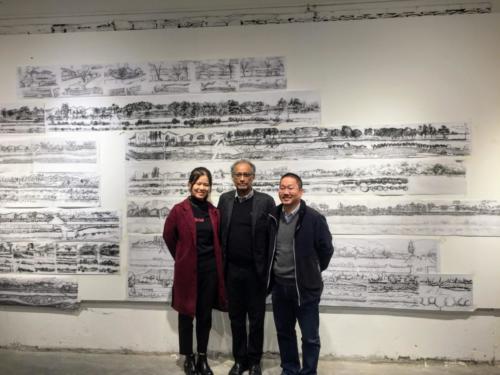 In front of students' canal walk sketches, with co-faculty Ying Zeng and Shuang at China Academy of Art (CAA)