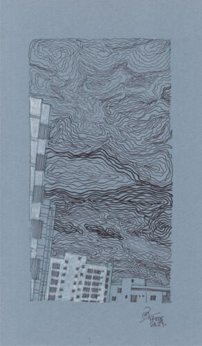 ‘Cloudscape’, Pen on Paper by Moushumi Ahmed — Dhaka
