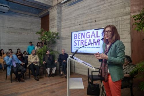 Honorable Ambassador to Switzerland, Nathalie Chuard at the inaguration ceremony of "Bengal Stream: The Vibrant Architecture Scene of Bangladesh"